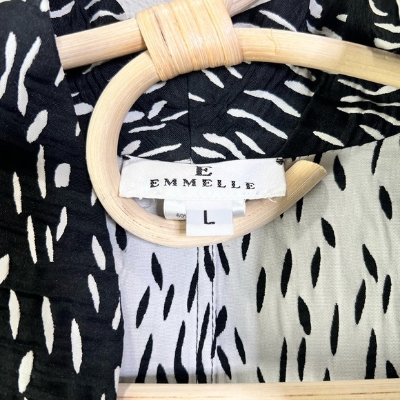 EMMELLE NYC Open Front Kimono Coat Layer Black White Jacket Size Large Luxury - Picture 3 of 14